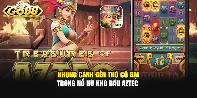 Khung cảnh đền thờ cổ đại trong nổ hũ kho báu Aztec